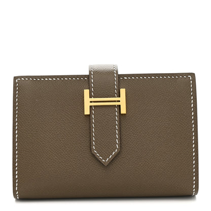 Hermes Madame Calfskin Mini Bearn Wallet Etoupe 1 of 9