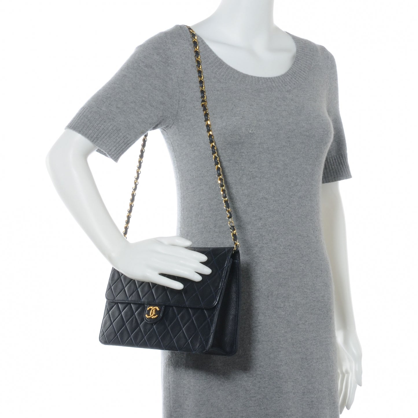 Lambskin Single Flap Navy
