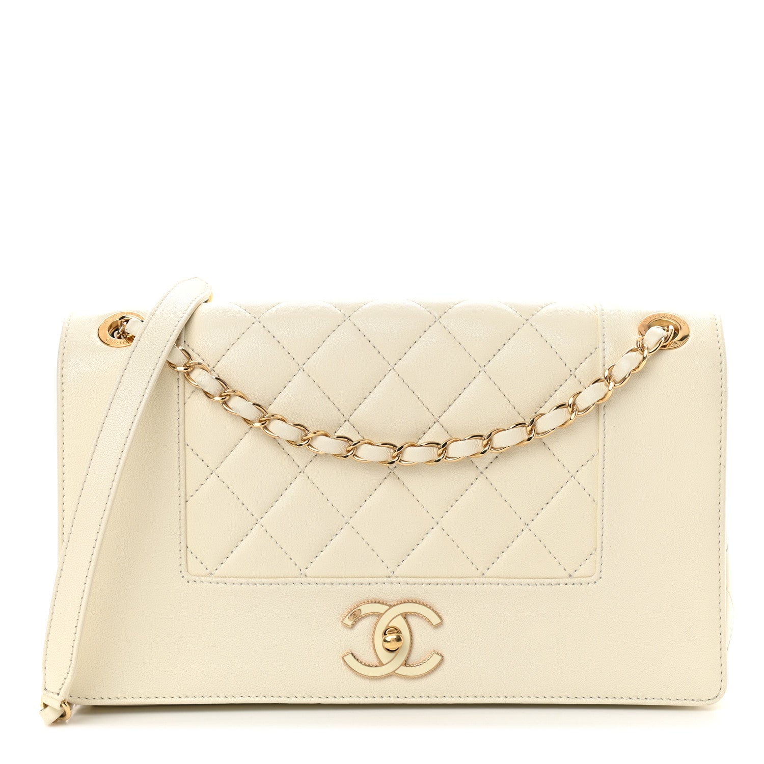 Chanel Sheepskin Quilted Vintage Mademoiselle Flap White 1 of 9