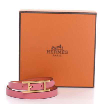 Hermes Swift Behapi Double Tour Reversible Bracelet S Rose Azalee Orange Poppy 5 of 5