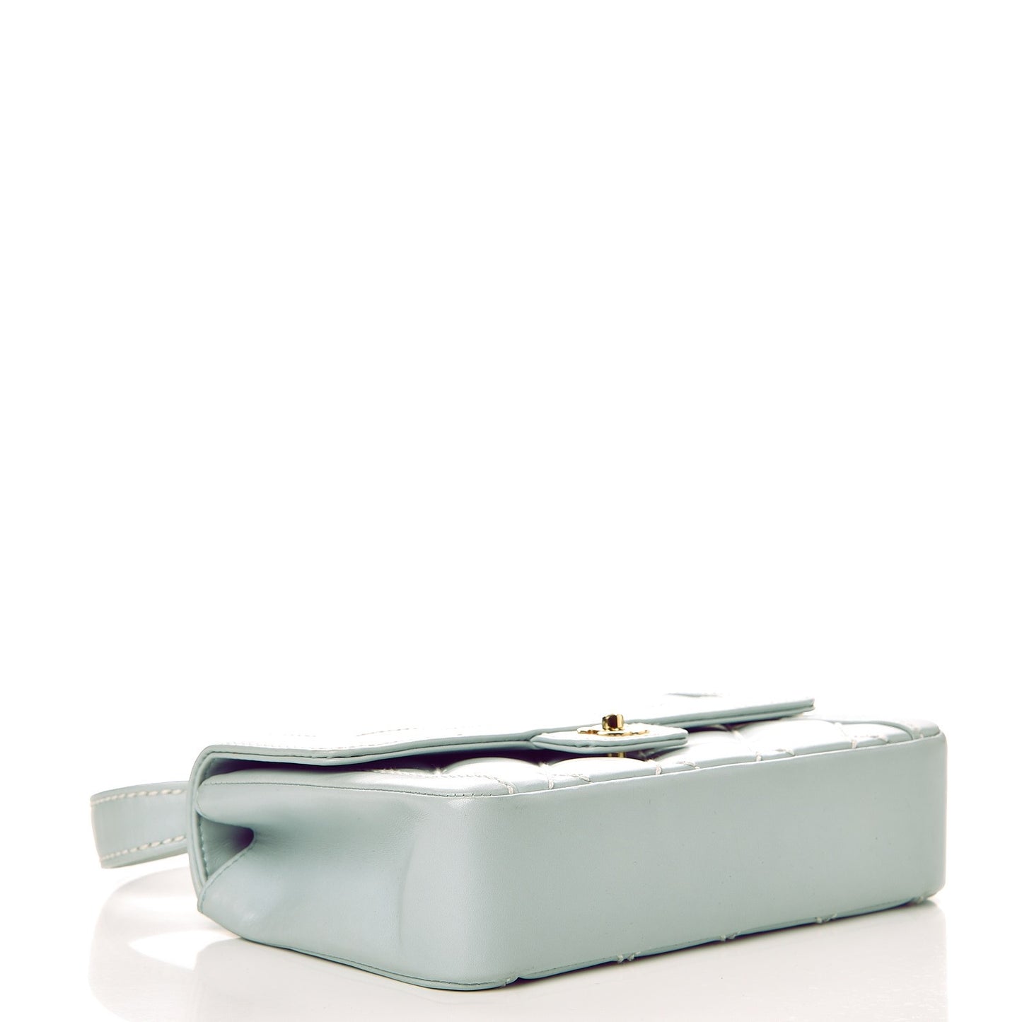 Calfskin Quilted Wild Stitch Flap Light Blue