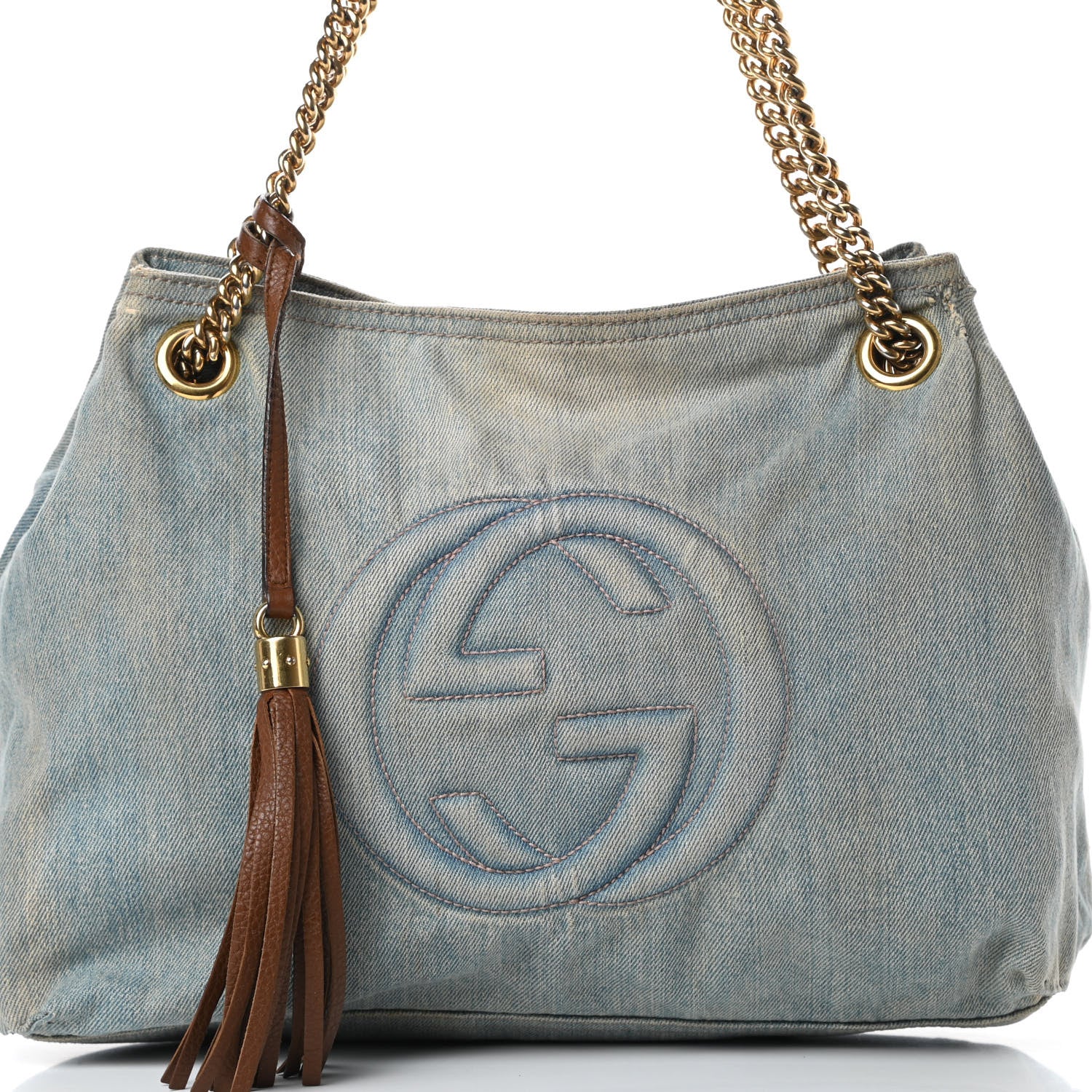 Gucci Denim Medium Soho Chain Shoulder Bag Blue 8 of 17