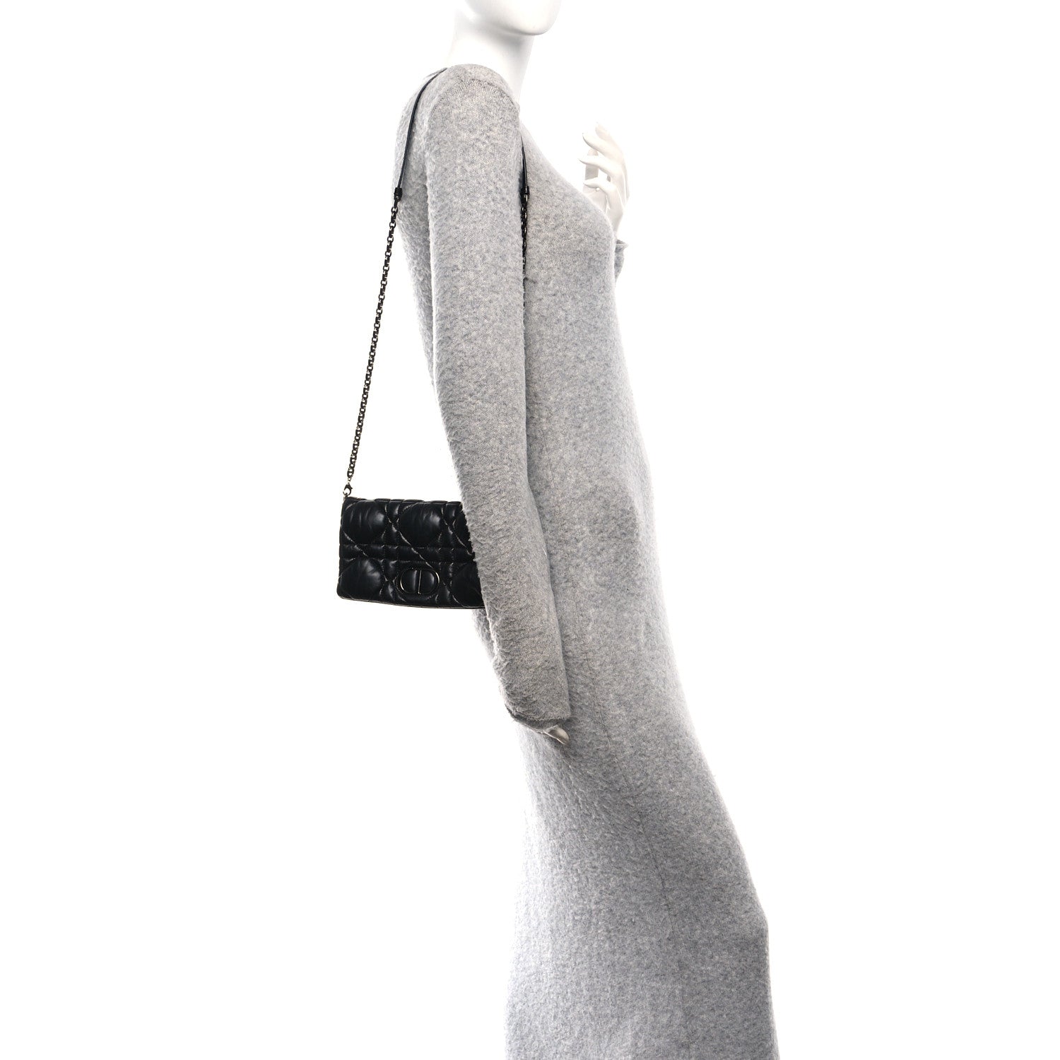 Christian Dior Calfskin Macrocannage Mini Caro Bag Black 2 of 14
