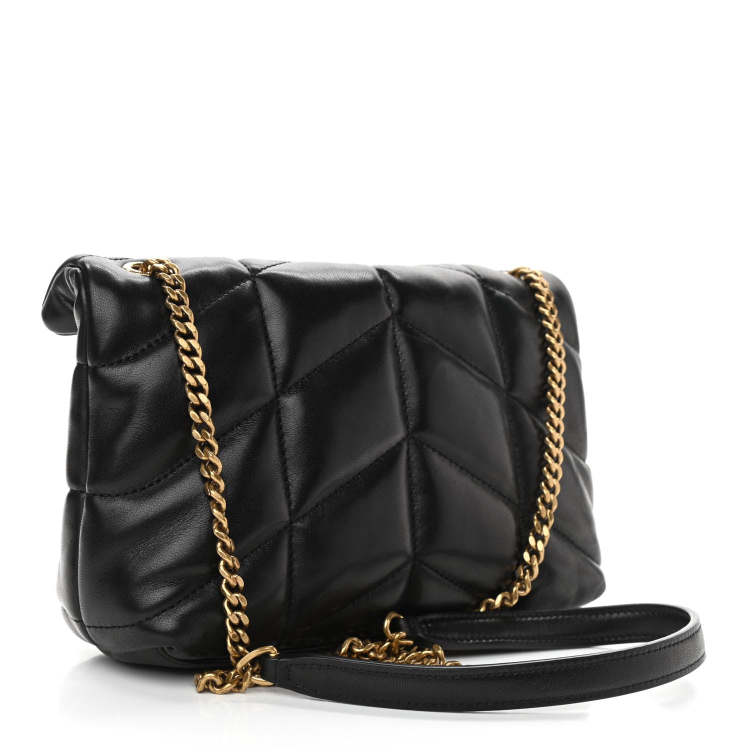 Saint Laurent Lambskin Quilted Toy Loulou Puffer Monogram Chain Satchel Black 2 of 8