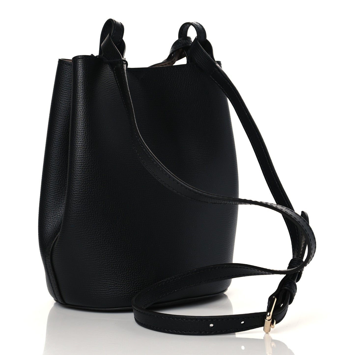 London Grainy Calfskin Small Lorne Bucket Crossbody Black