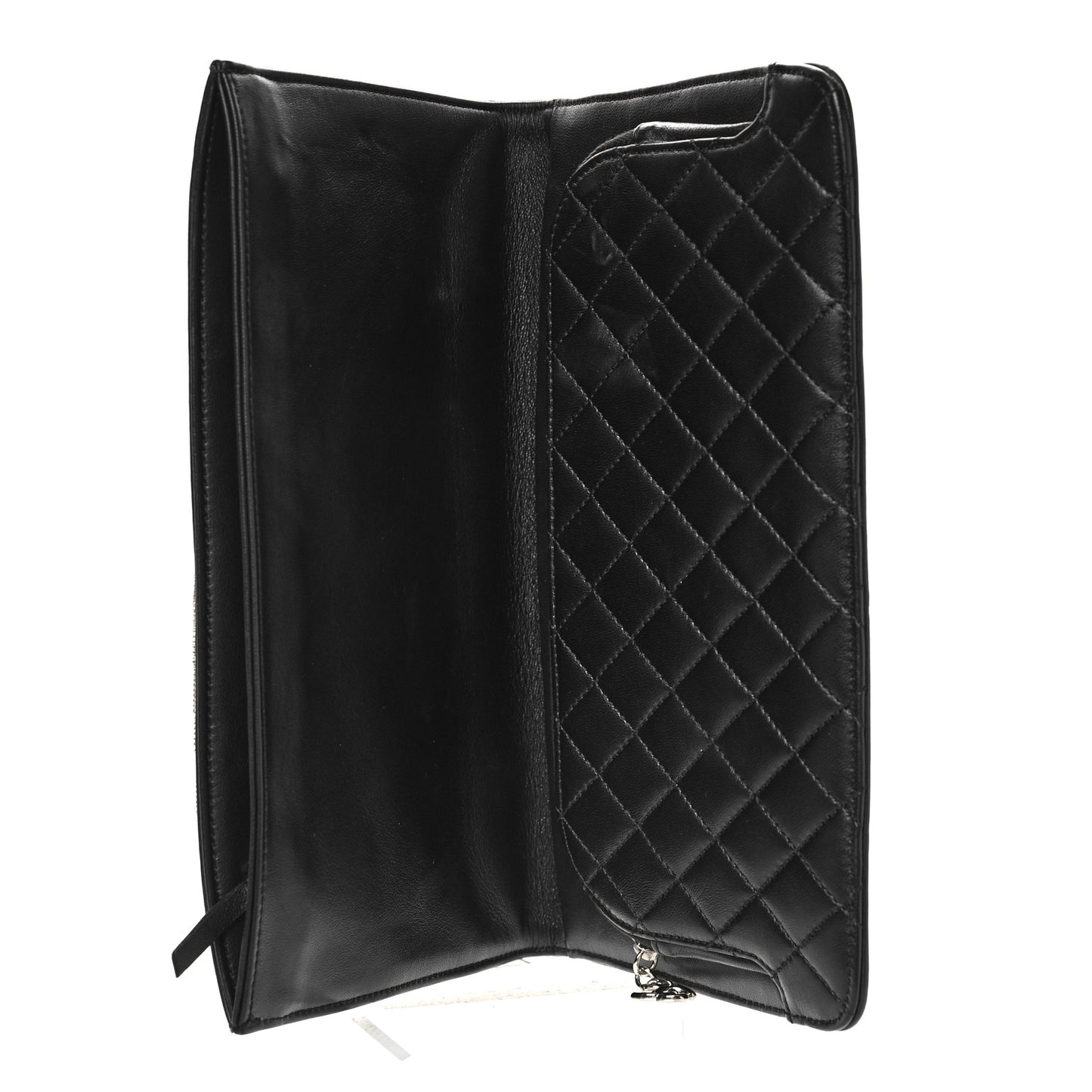 Lambskin Strass Crystal Peace Sign Emoji Fold Over Clutch Black
