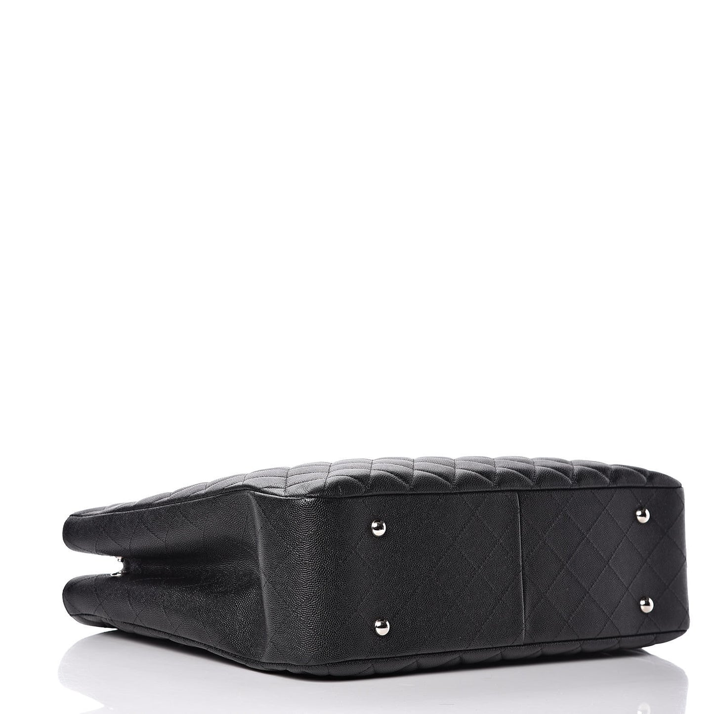 Caviar Quilted Large Classic Shopping Tote Black