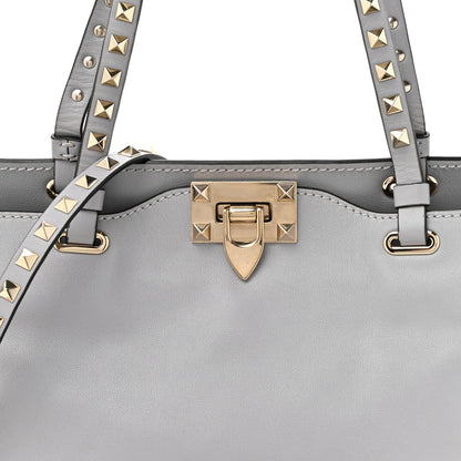 Valentino Garavani Vitello Small Rockstud Tote Grey 7 of 12