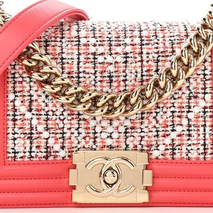 Chanel Lambskin Tweed Quilted Small Boy Flap Pink 8 of 11