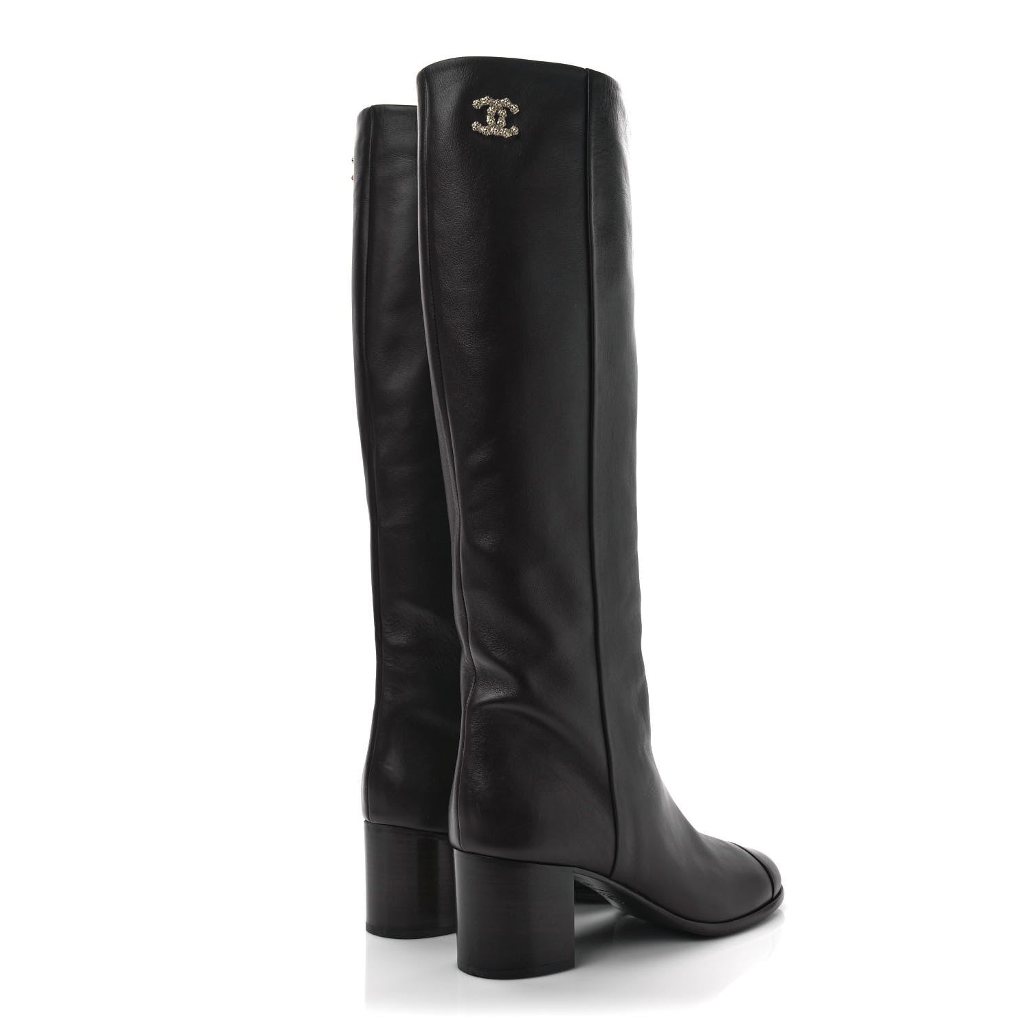 Chanel Calfskin CC High Boots 40.5 Brown 4 of 8