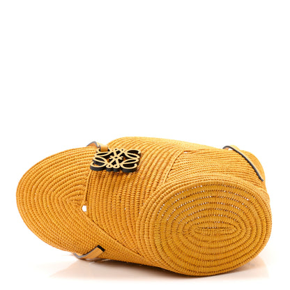 Loewe Calfskin Raffia Paulas Ibiza Petal Basket Tote Bag Ochre 4 of 10