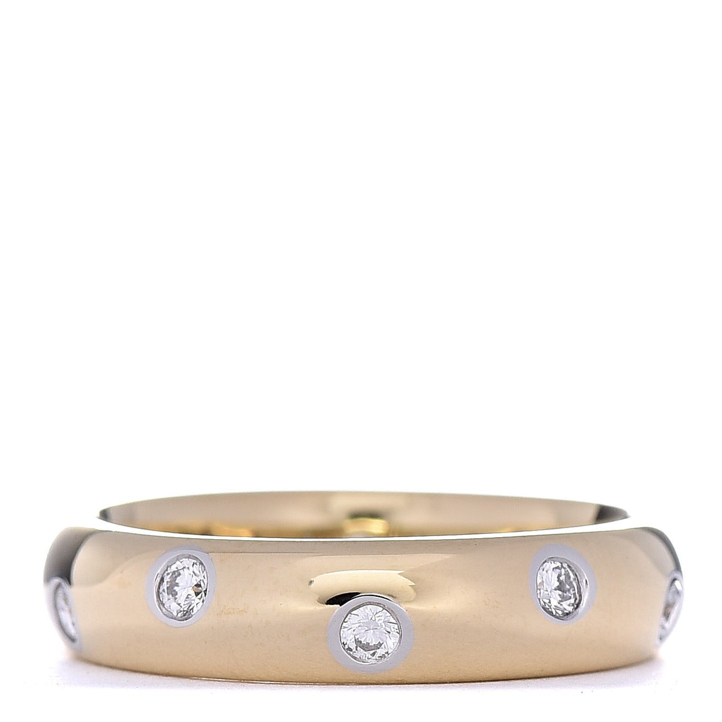 18K Yellow Gold Platinum 4mm Diamond Etoile Band Ring 47 4.25