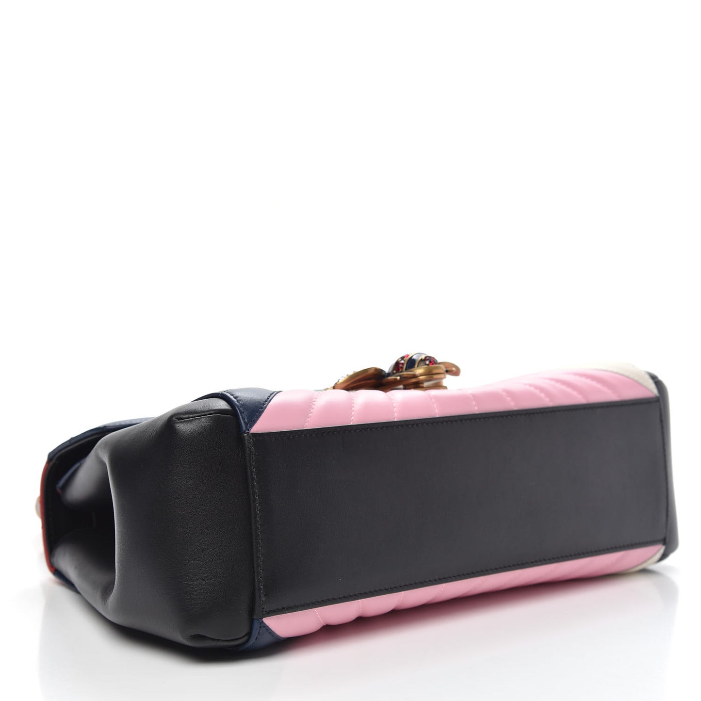 Calfskin Bamboo Trapuntata Queen Margaret Top Handle Bag Blue Agata Hibiscus Red Mystic White Sugar Pink