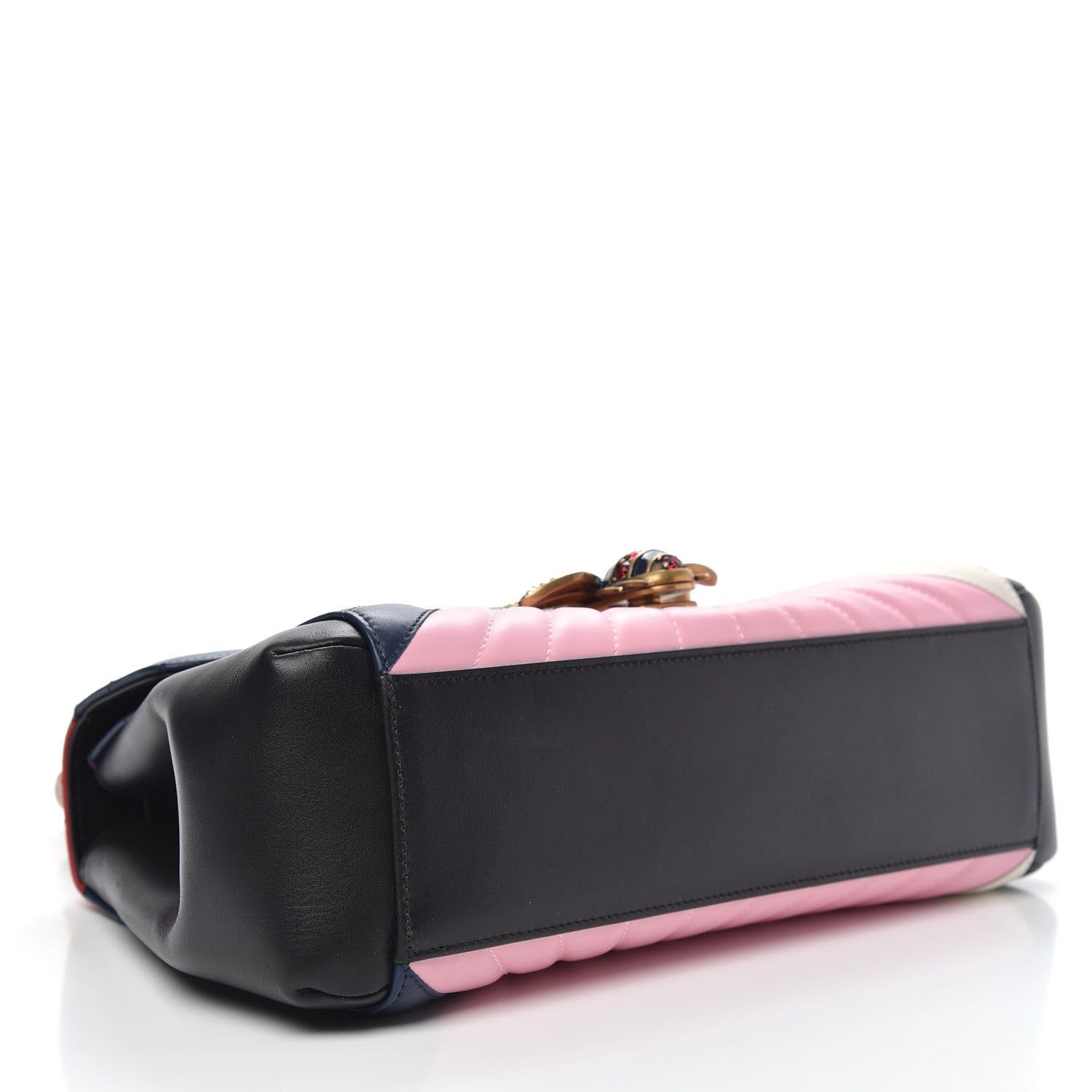 Gucci Calfskin Bamboo Trapuntata Queen Margaret Top Handle Bag Blue Agata Hibiscus Red Mystic White Sugar Pink 4 of 12