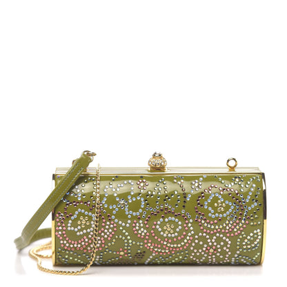 Judith Leiber Patent Crystal Clutch Green Gold 1 of 10