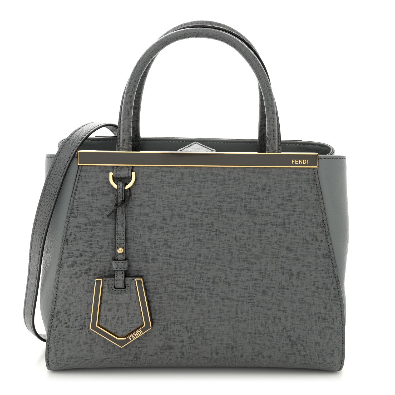 Fendi Vitello Elite Petite 2Jours Tote Grigio Grigio Chiaro 1 of 10
