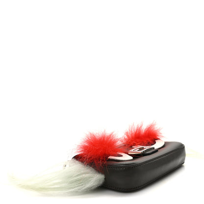 Fendi Nappa Shatoosh Fox Goat Fur Monster Micro Baguette Carbone Tangerine Luna 4 of 9