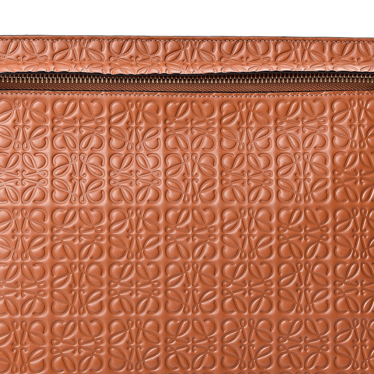 Calfskin Embossed Repeat T Pouch Tan