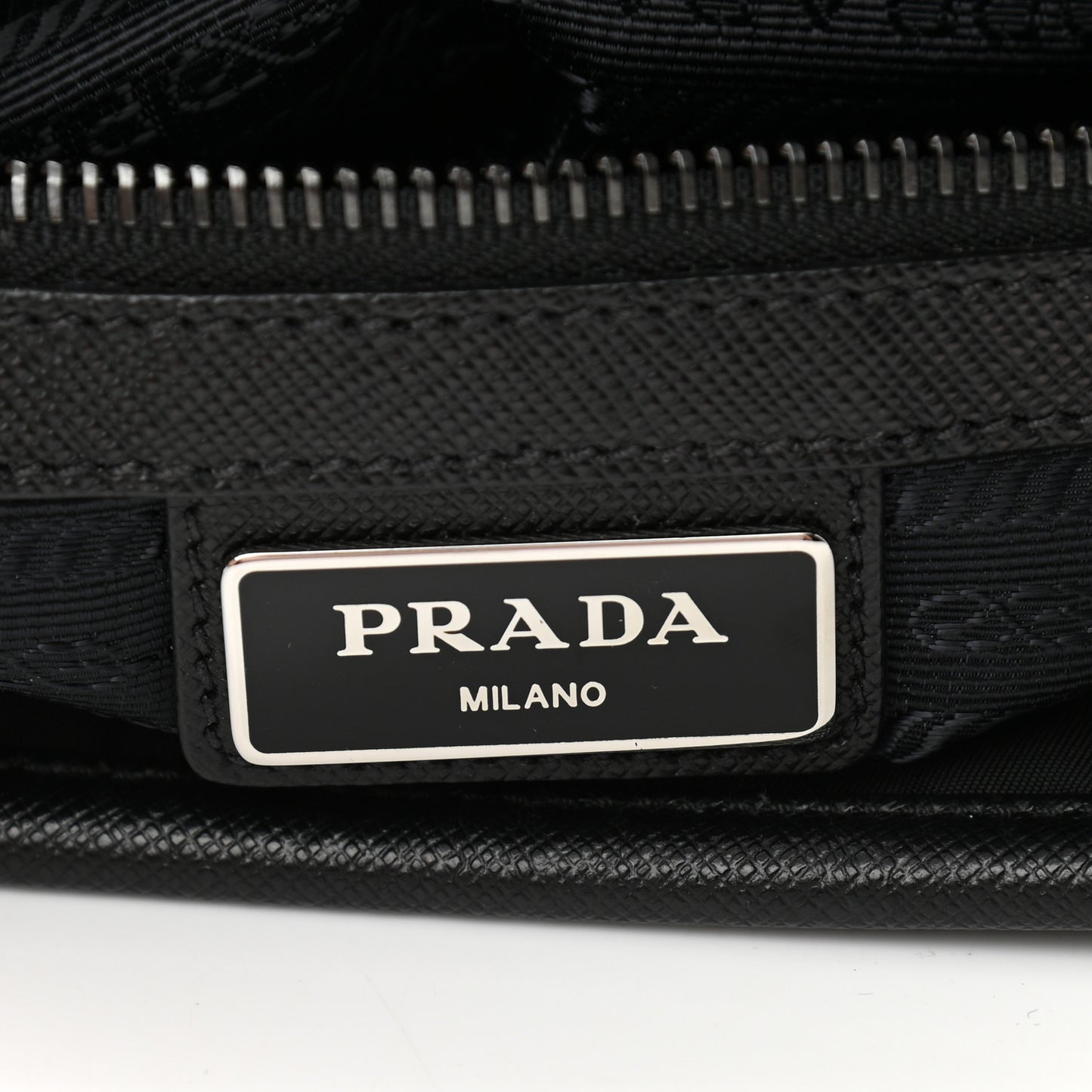 Tessuto Nylon Saffiano Flat Messenger Bag Black