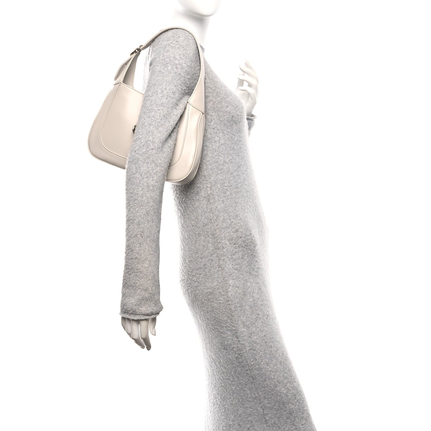 Gucci Ancora Calfskin Web Small Jackie Shoulder Bag Light Grey 2 of 10