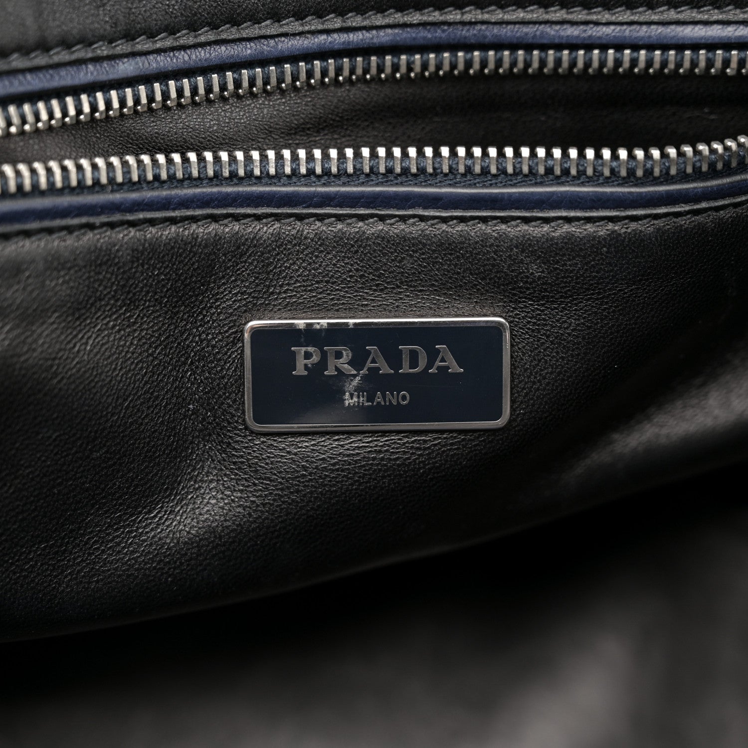 Prada Glace Calfskin Twin Pocket Tote Denim 7 of 16