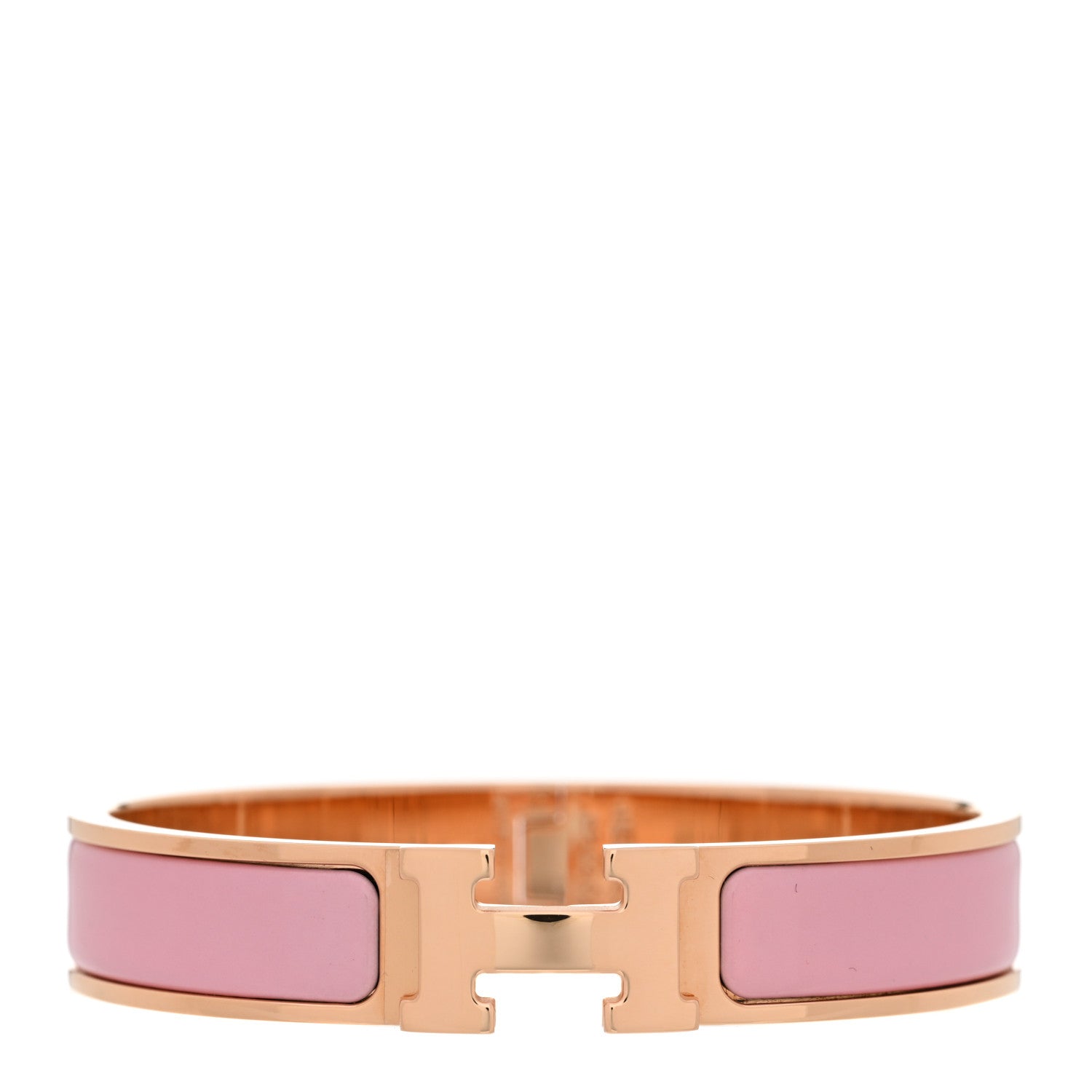 Hermes Enamel Narrow Clic Clac H Bracelet PM Rose Delirium 1 of 4