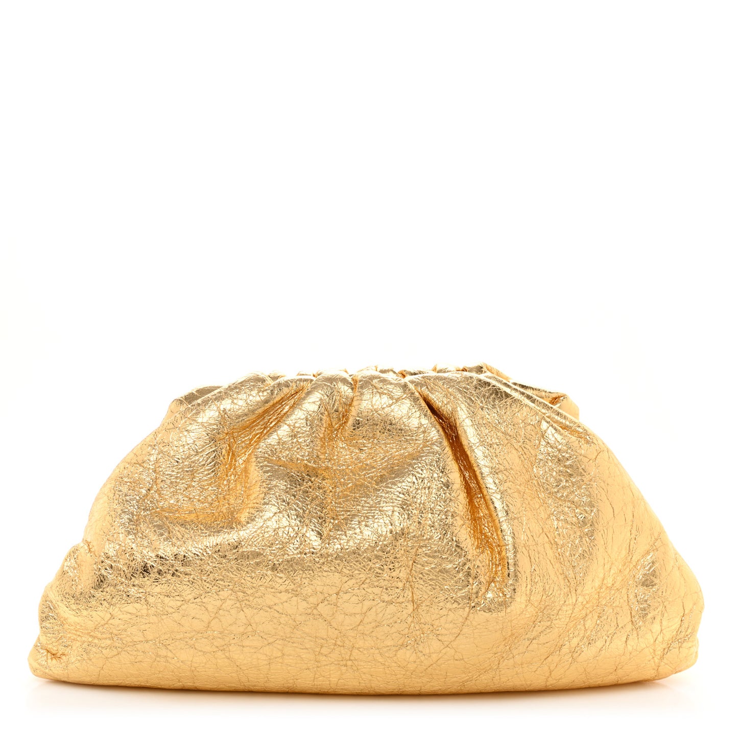 Metallic Crinkled Lambskin The Pouch Oversized Clutch Oro