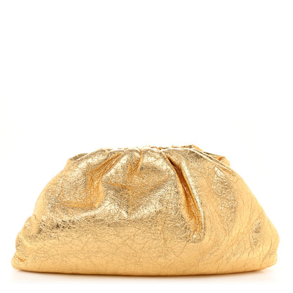 Bottega Veneta Metallic Crinkled Lambskin The Pouch Oversized Clutch Oro 1 of 7