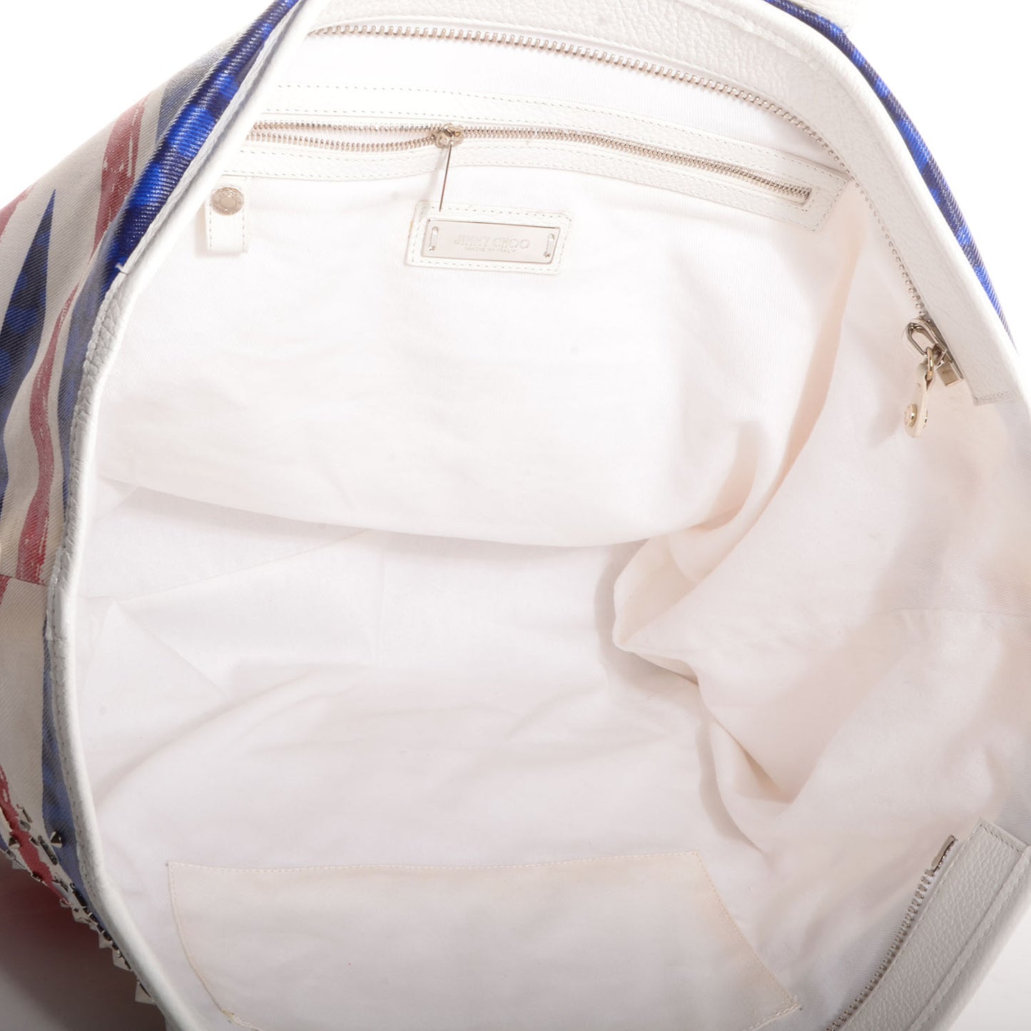 Denim Leather Studded Union Jack Print Tote