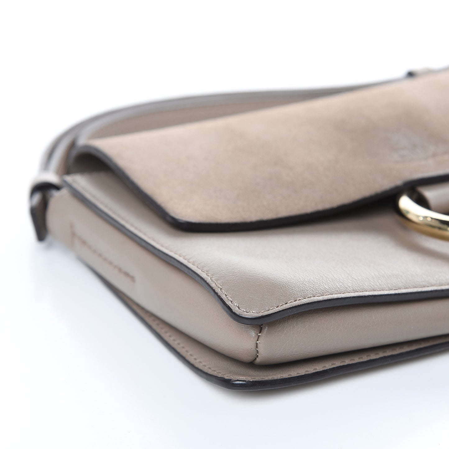 Suede Calfskin Small Faye Shoulder Bag Motty Grey