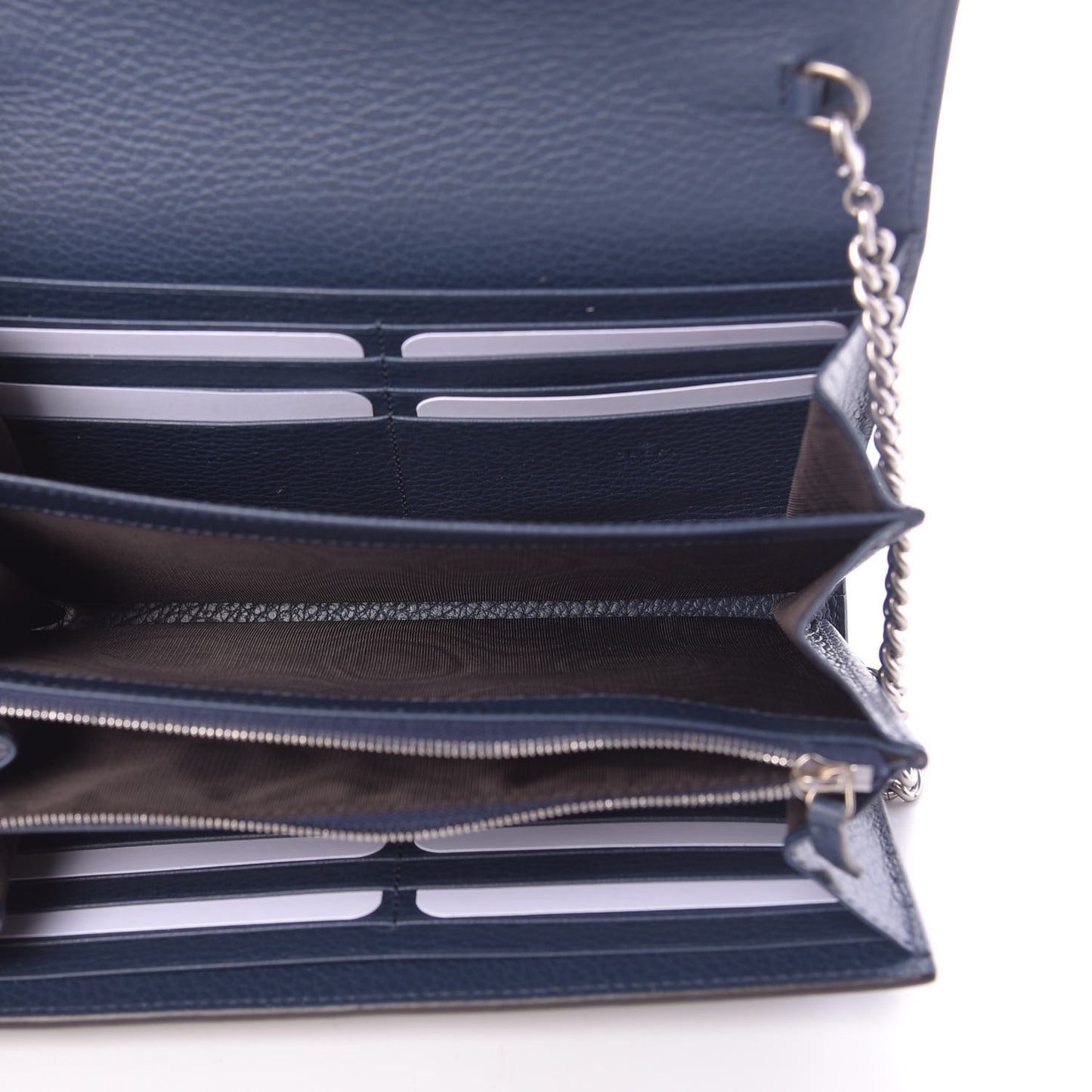 Dollar Calfskin Crystal Mini Dionysus Chain Wallet Blue Agata Black Diamond