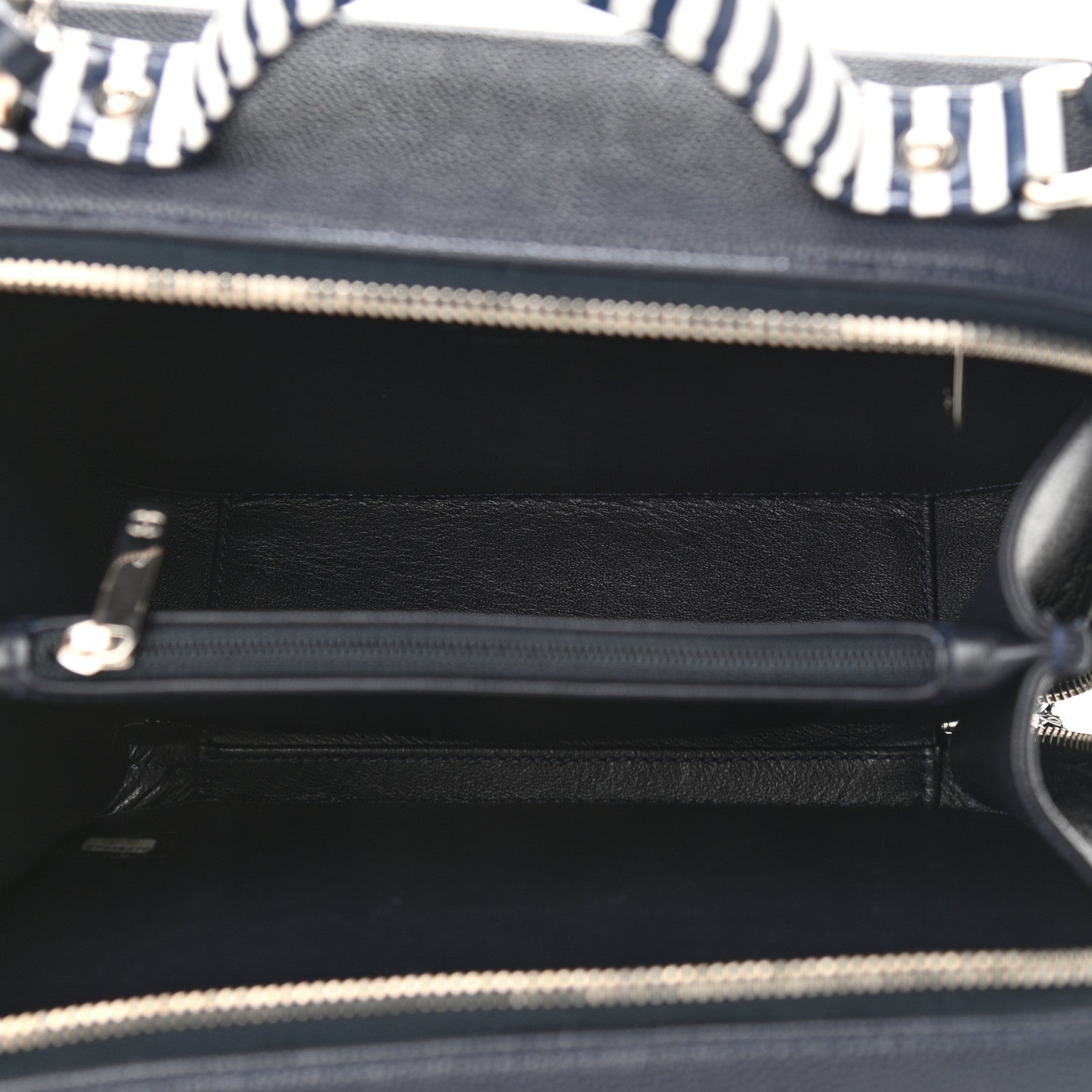 Chanel Caviar Quilted Striped Medium CC Filigree Vanity Case Navy White 5 of 11