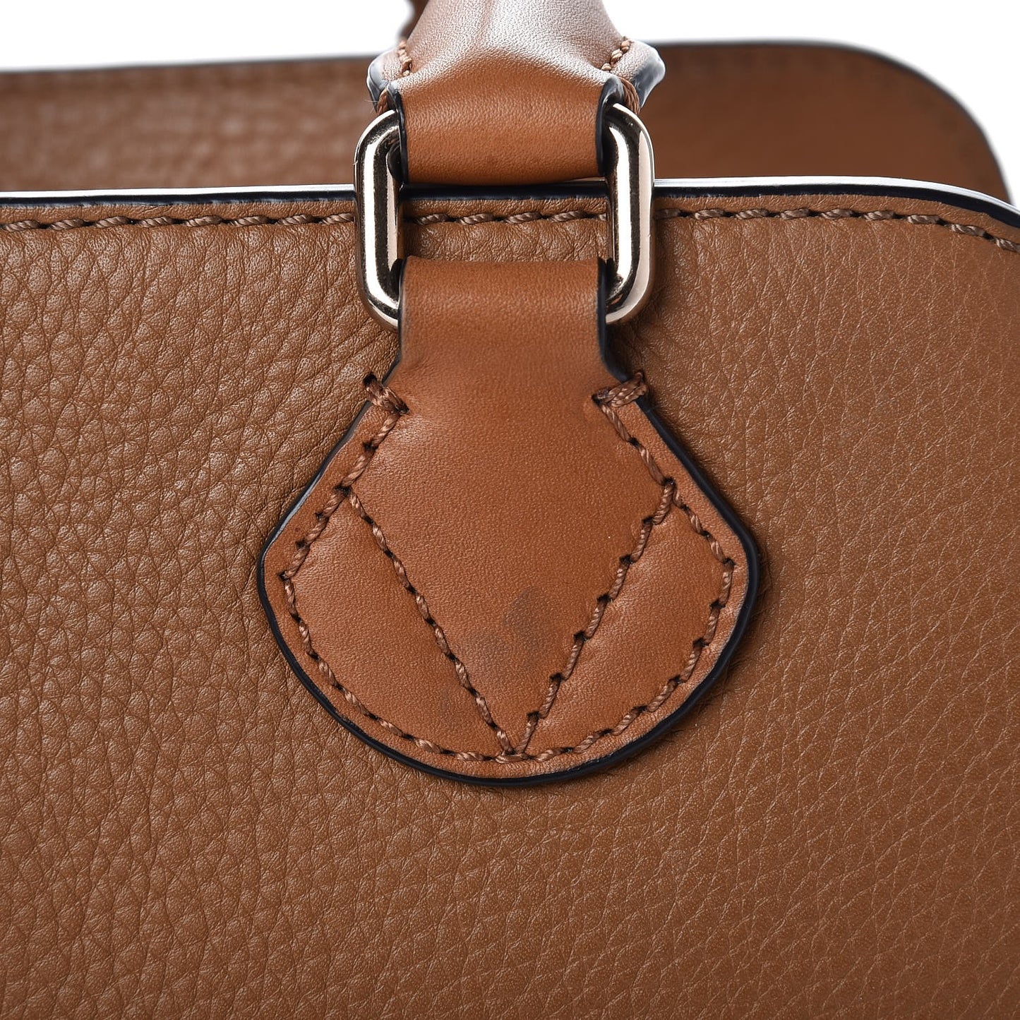 Mega Check Grained Calfskin Medium Harcourt Satchel Saddle Brown