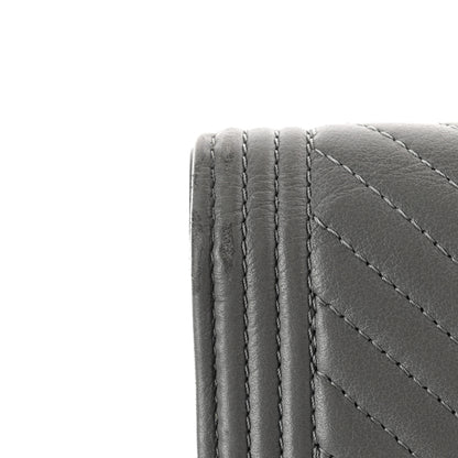 Chanel Calfskin Chevron Quilted Boy Yen Wallet Grey 10 of 11