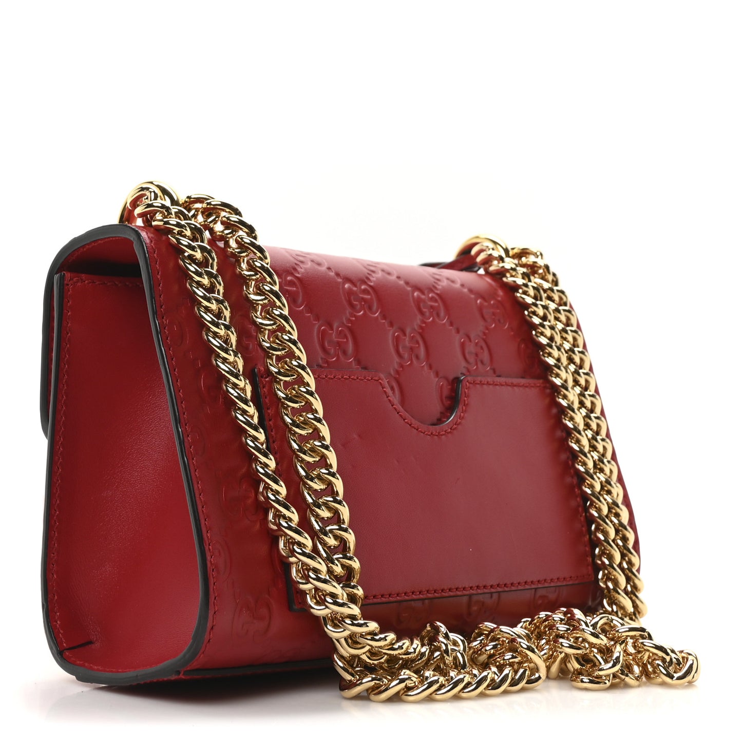 Guccissima Small Padlock Shoulder Bag Hibiscus Red