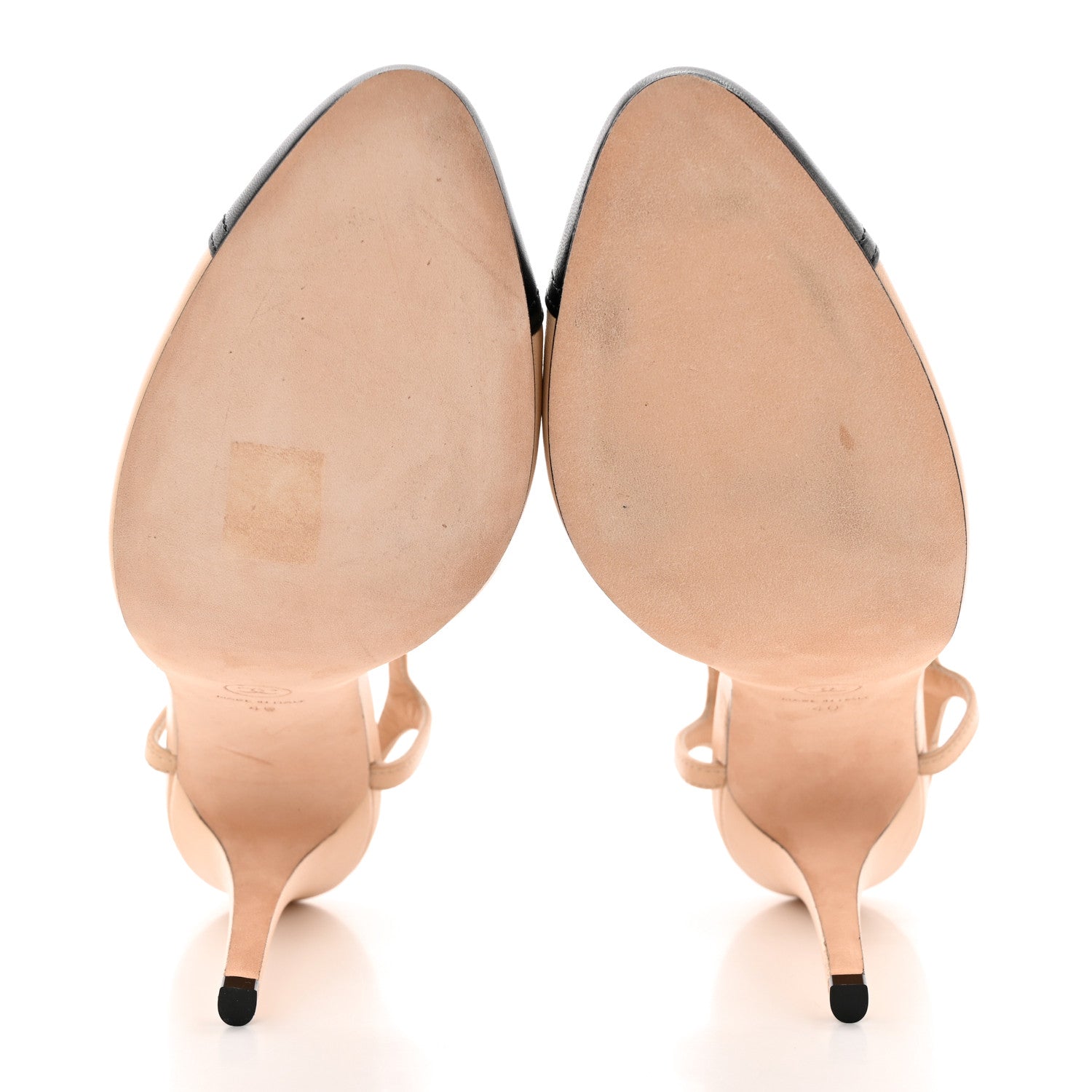Chanel Lambskin Cap Toe CC Slingback Pumps 40 Beige Black 5 of 13