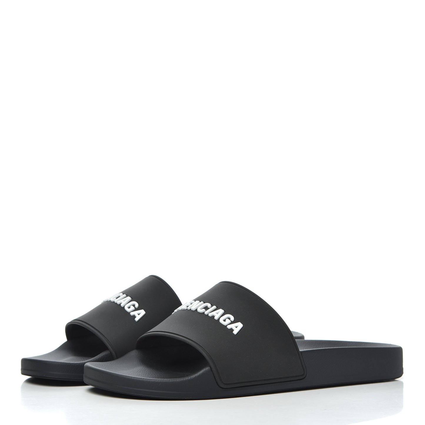 PVC Logo Mens Pool Slide Sandals 42 Black White