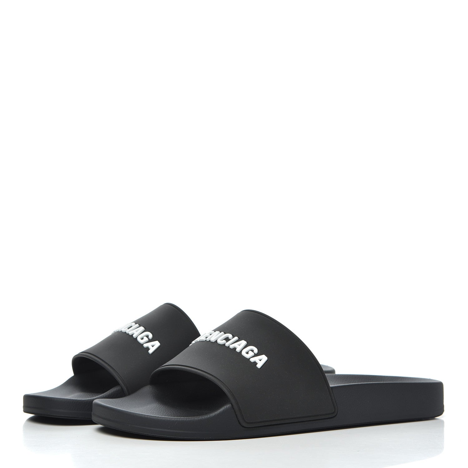 Balenciaga PVC Logo Mens Pool Slide Sandals 42 Black White 3 of 9
