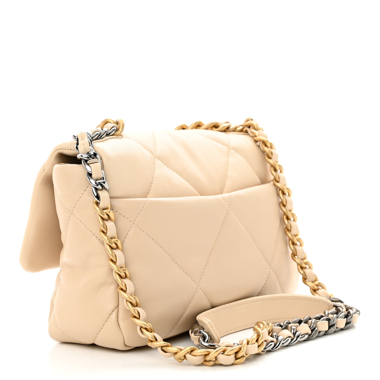 Lambskin Quilted Medium Chanel 19 Flap Light Beige