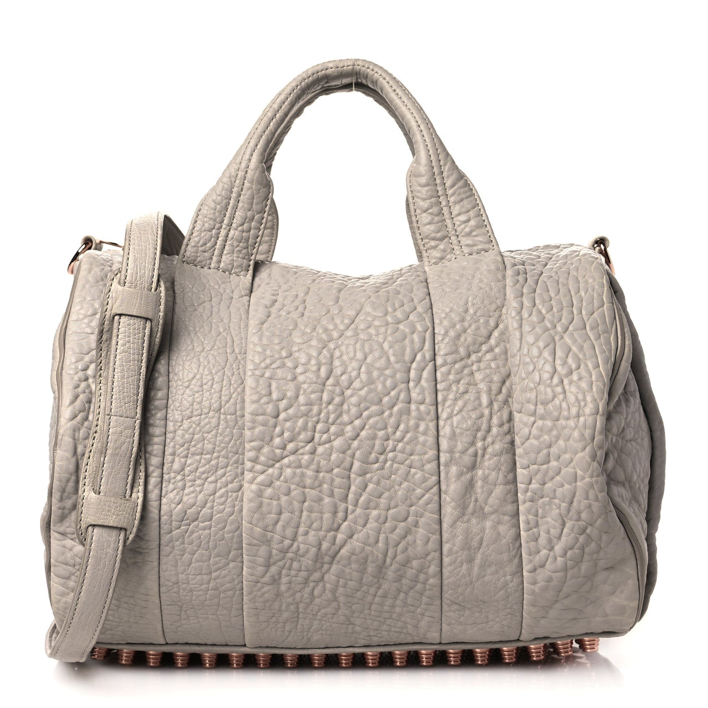Pebbled Lambskin Rocco Grey Rose Gold Hardware