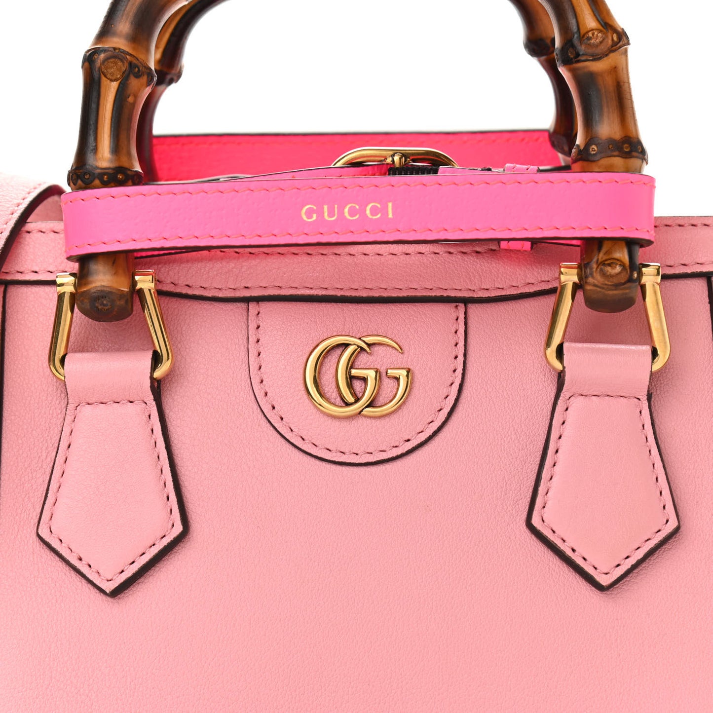 Wonka Grain Calfskin Mini Diana Tote Bag Wild Rose Fuxia Fluo