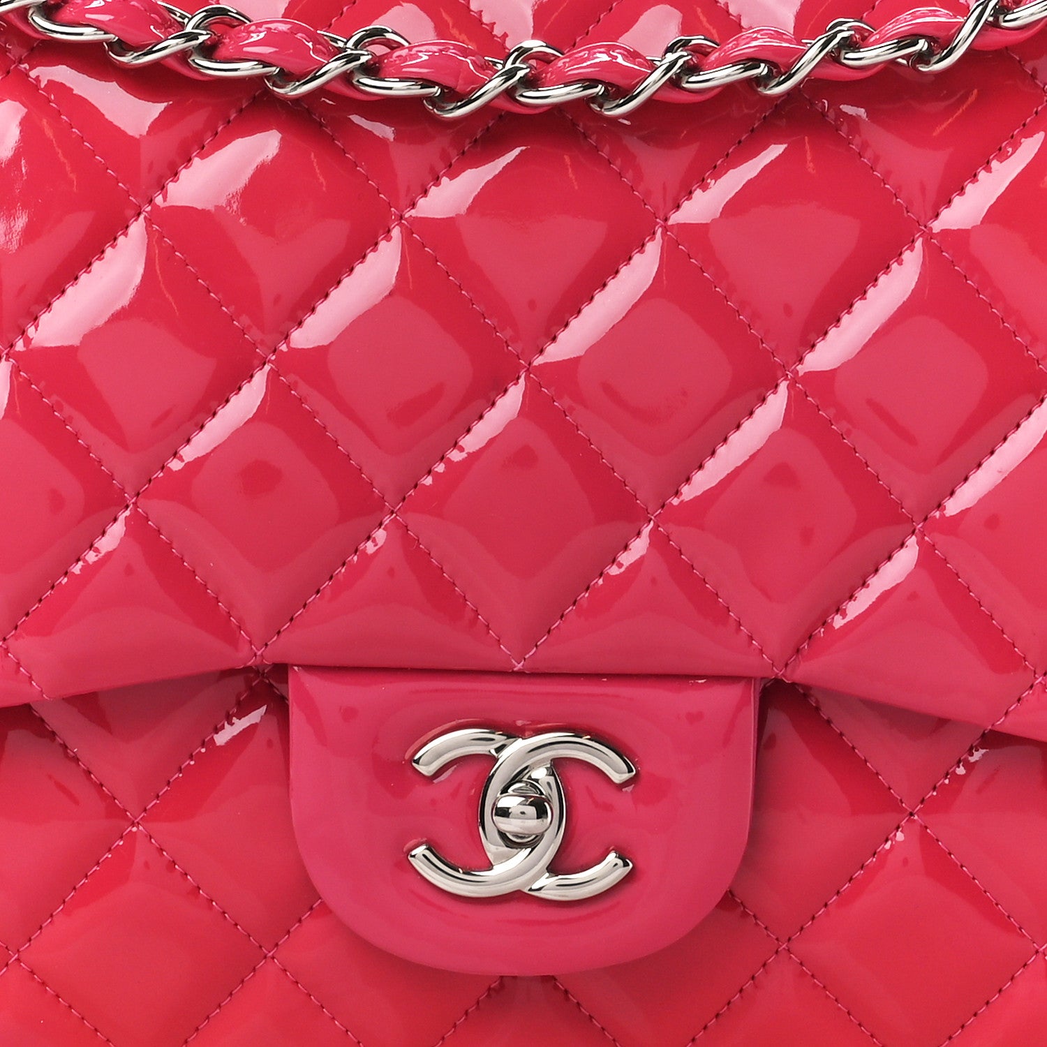 Chanel Patent Quilted Jumbo Double Flap Pink 9 of 12
