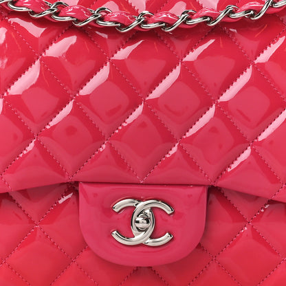 Chanel Patent Quilted Jumbo Double Flap Pink 9 of 12