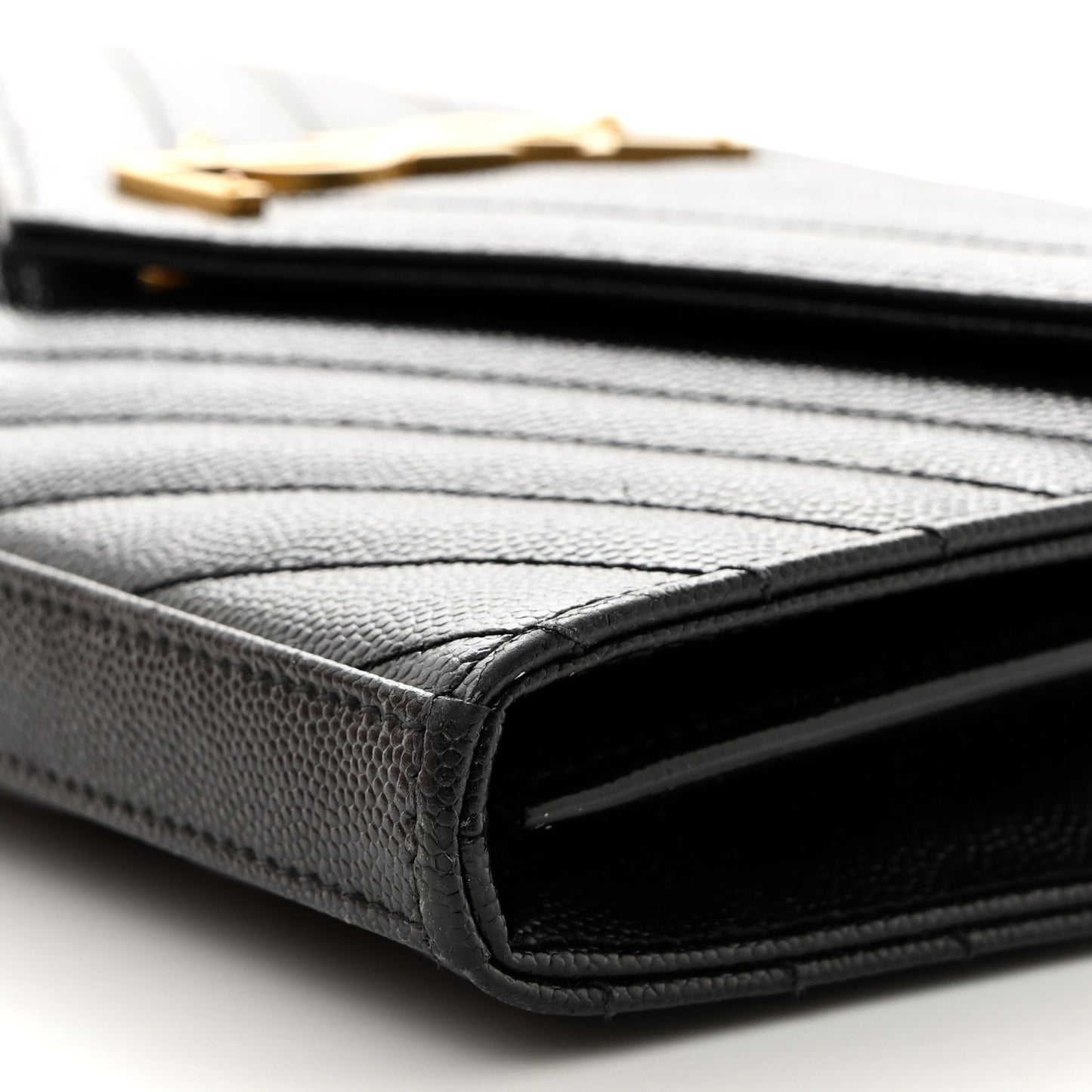 Grain De Poudre Matelasse Chevron Monogram Chain Wallet Black