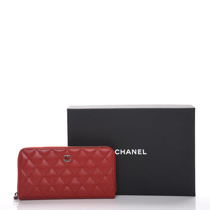 Chanel Caviar Quilted Large Gusset Zip Around Wallet Red 9 of 9