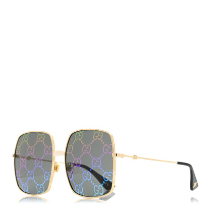 Gucci Metal Rectangular Frame Sunglasses GG0414S Gold Multicolor 1 of 8