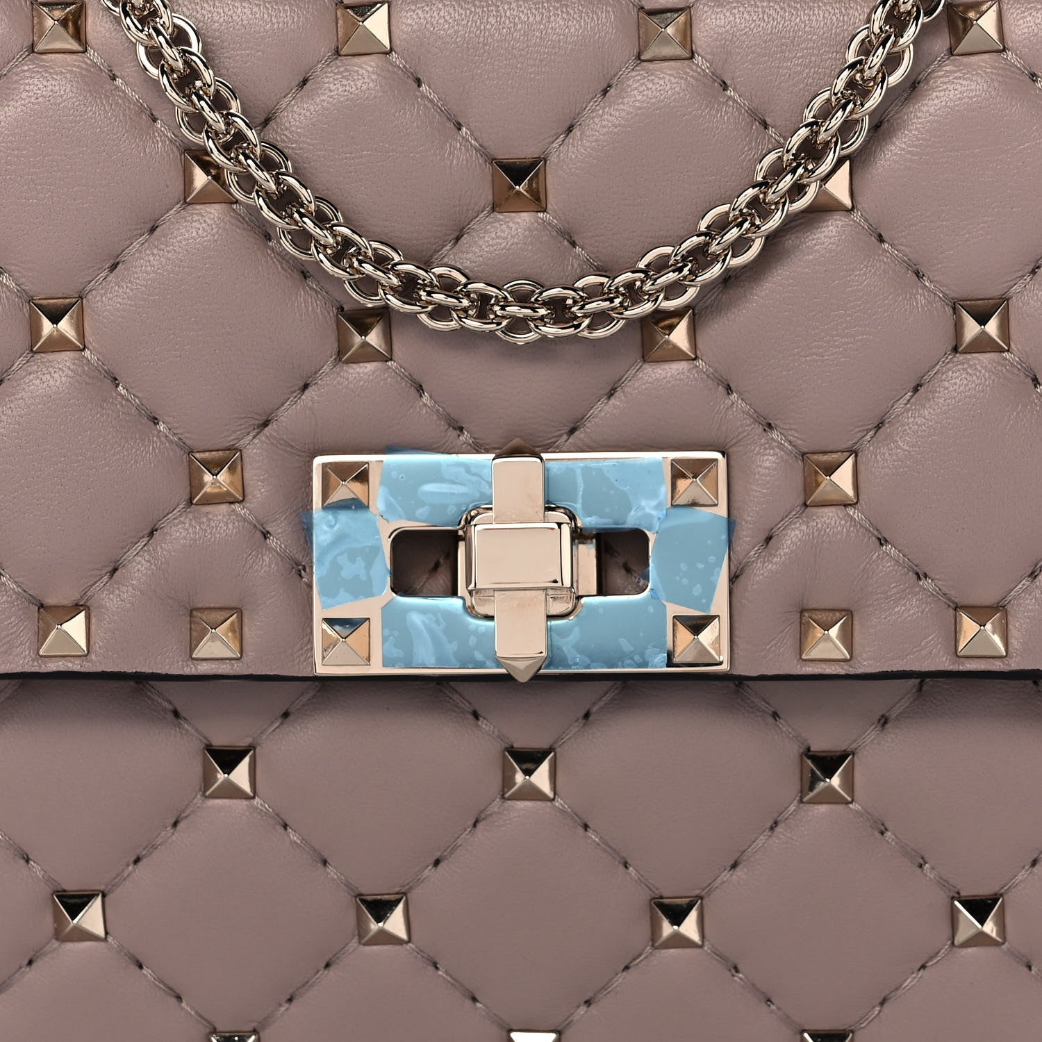 Valentino Garavani Lambskin Medium Rockstud Spike Shoulder Bag Poudre 9 of 11