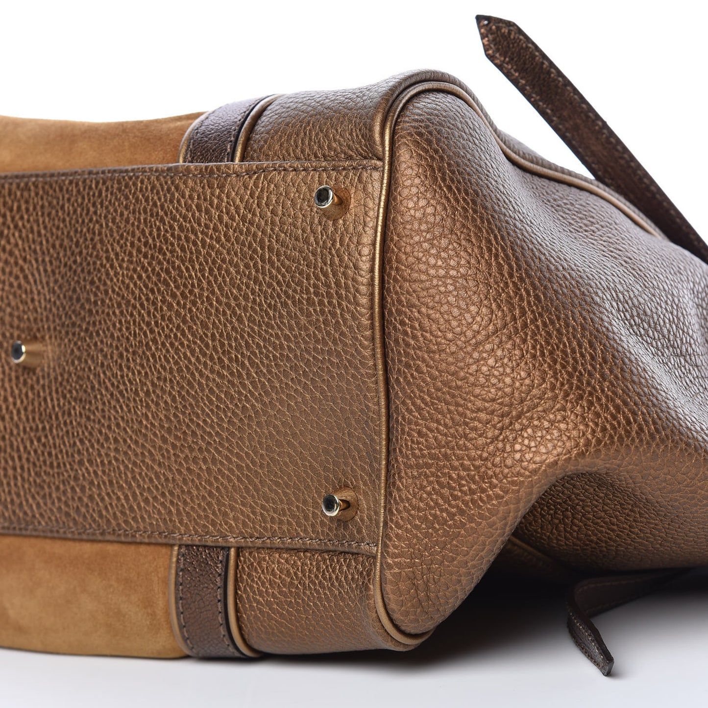 Metallic Calfskin Suede Colorblock Canterbury Tote Brown