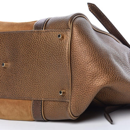 Burberry Metallic Calfskin Suede Colorblock Canterbury Tote Brown 9 of 9