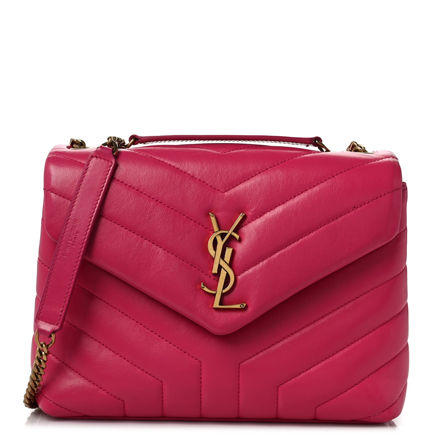 Calfskin Y Quilted Monogram Small Loulou Chain Satchel Fresh Fuchsia